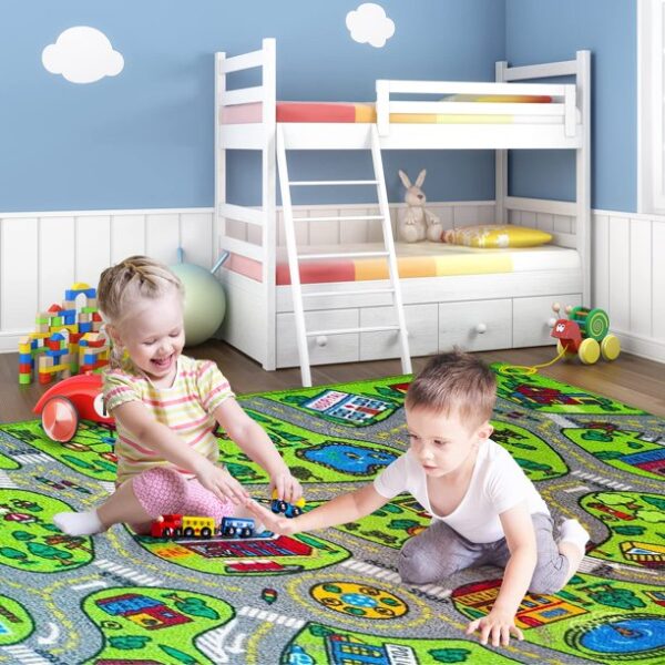 Toyvelt Kids Carpet Playmat Car Rug – City Life Educational Road Traffic Carpet Multi Color Play Mat - 26” X 44” Best Kids Rugs For Playroom & Kid Bedroom – For Ages 3 - 12 Years Old - Image 4