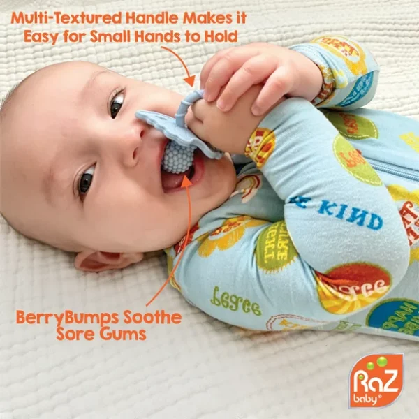 RaZbaby RaZberry Teether - Soothes Sore Gums, Soft Silicone, BPA Free, Easy-to-Hold - Red - Image 2