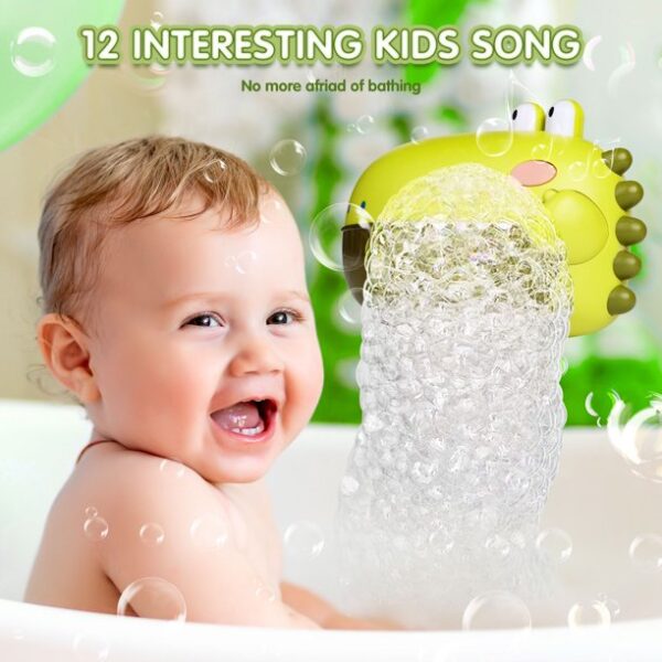 HopeRock Dinosaur Bubble Bath Toys for Baby, Green Bathtub Toys Bubble Maker Machine, 12 Children?s Songs Christmas Gift for Toddler Girls Boys 18 Months up - Image 4