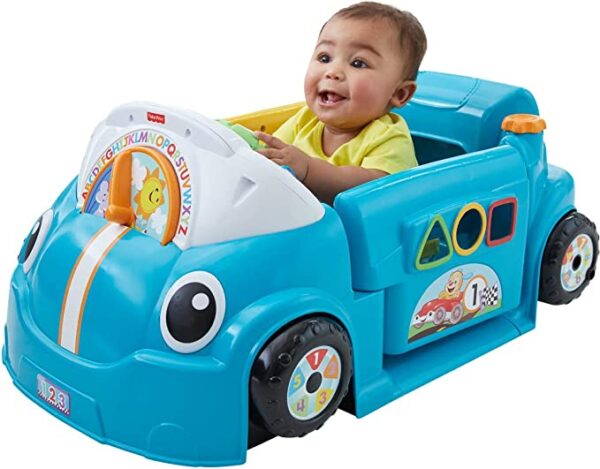 Fisher-Price Laugh & Learn Crawl Around Car, Blue interactive play center with Smart Stages learning content for babies and toddlers ages 6 months and up