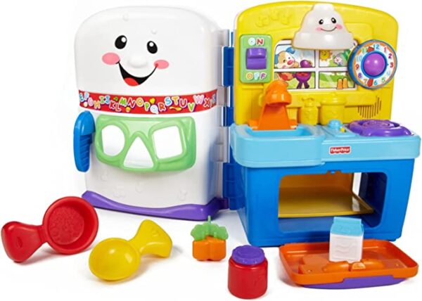 Fisher-Price Laugh & Learn Toddler Playset, Learning Kitchen with Music Lights & Bilingual Content for Baby to Toddler Pretend Play