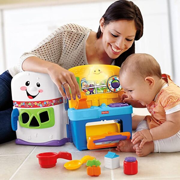 Fisher-Price Laugh & Learn Toddler Playset, Learning Kitchen with Music Lights & Bilingual Content for Baby to Toddler Pretend Play - Image 3