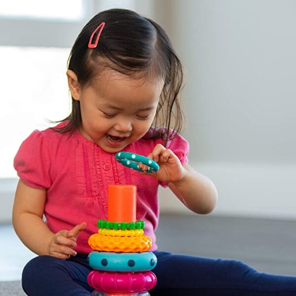 Sassy Stacks of Circles Stacking Ring STEM Learning Toy, Age 6+ Months, Multi, 9 Piece Set - Image 2