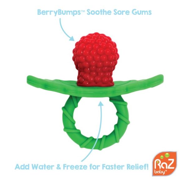 RaZbaby RaZberry Teether - Soothes Sore Gums, Soft Silicone, BPA Free, Easy-to-Hold - Red - Image 3