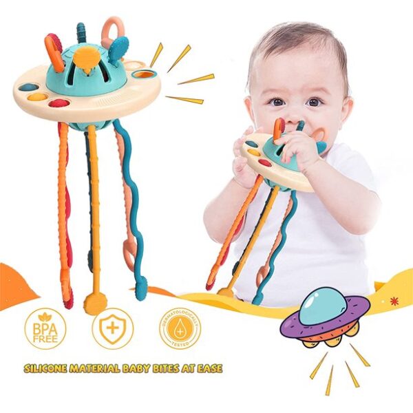 Style-Carry Baby Toys 6-12 Months, Sensory Toys for 1 Year Old Gifts Toddler Toys UFO Pull String Teething Toys - Image 3