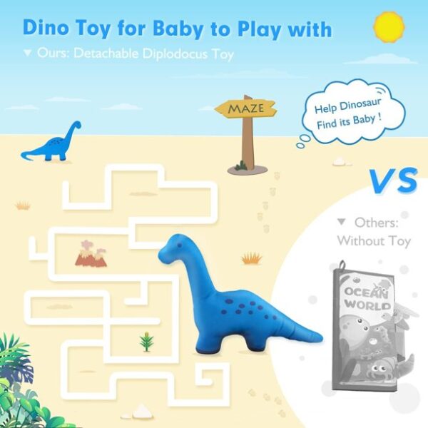 richgv Baby Books Soft Dinosaur Toys, Interactive 3D Fabric Book Soft Books for Babies & Infant Early Education 0-3-6-12 Month Baby Toys with Rustling Sound - Image 3