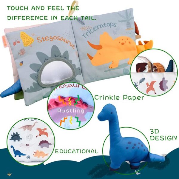 richgv Baby Books Soft Dinosaur Toys, Interactive 3D Fabric Book Soft Books for Babies & Infant Early Education 0-3-6-12 Month Baby Toys with Rustling Sound - Image 2