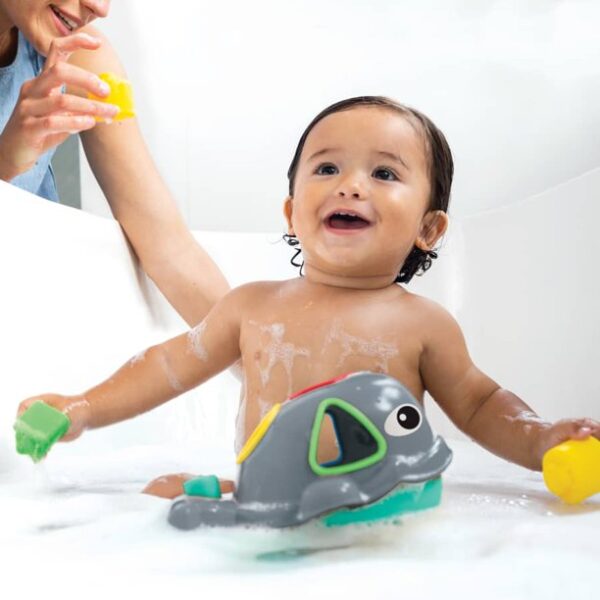 Infantino Orca the Whale Shape Sorting Toy with Water Squirt Blowhole for 12M+ - Image 3