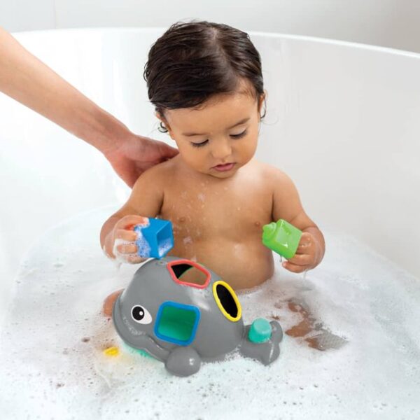 Infantino Orca the Whale Shape Sorting Toy with Water Squirt Blowhole for 12M+ - Image 2