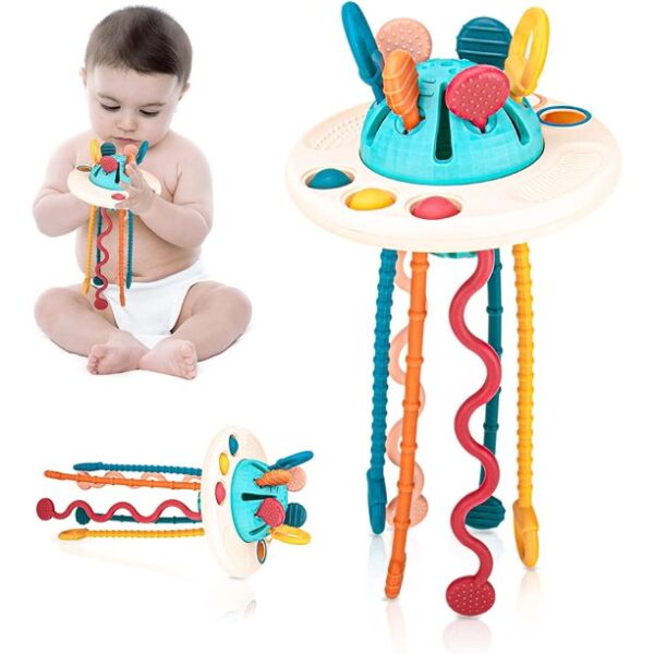 Style-Carry Baby Toys 6-12 Months, Sensory Toys for 1 Year Old Gifts Toddler Toys UFO Pull String Teething Toys - Image 2